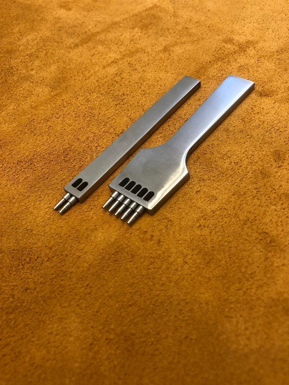 Комплект строчных пробойников для кожи с шагом 4 мм, 2-5 зубьев