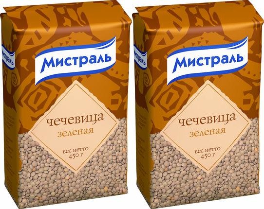 Чечевица Мистраль зеленая крупная канадская 450 г, комплект: 2 упаковки