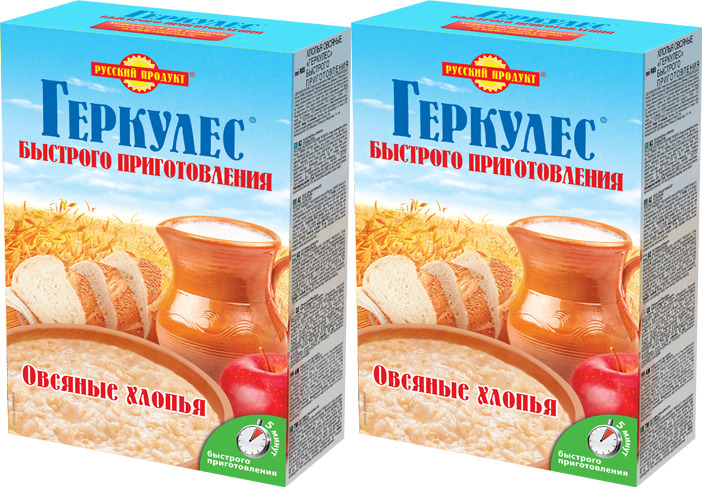 Хлопья Русский Продукт Геркулес овсяные быстрого приготовления 420 г, комплект: 2 упаковки