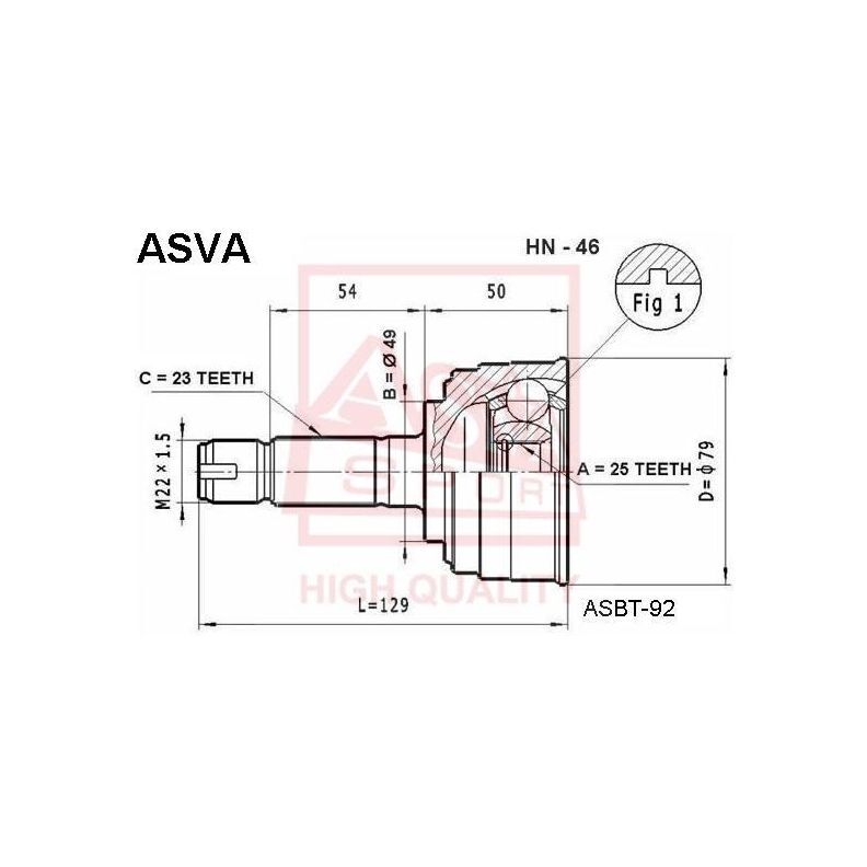 ASVA ШРУС наружный, арт. HN46