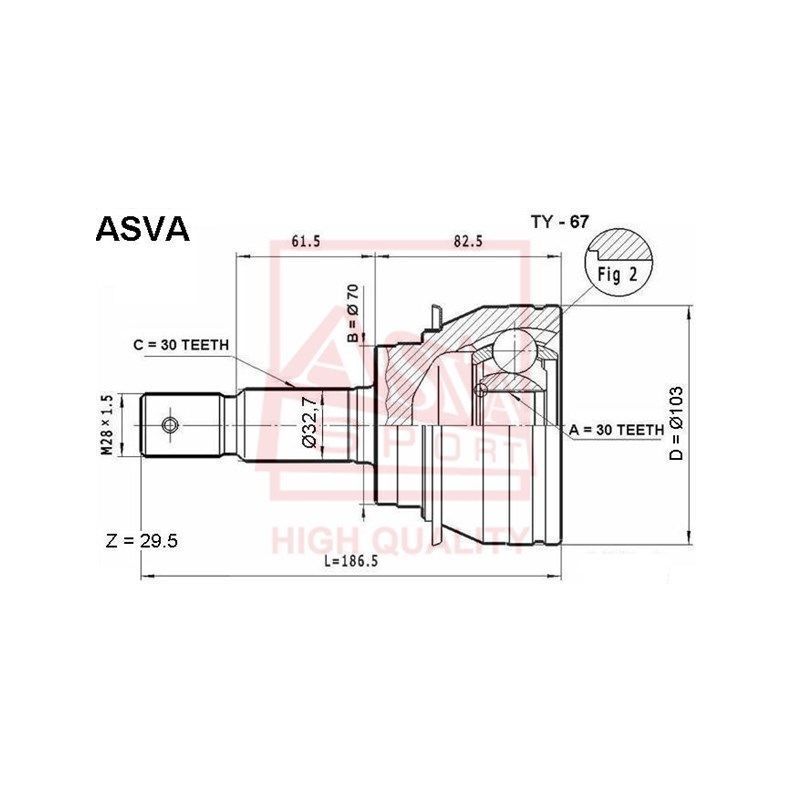 ASVA ШРУС наружный, арт. TY67