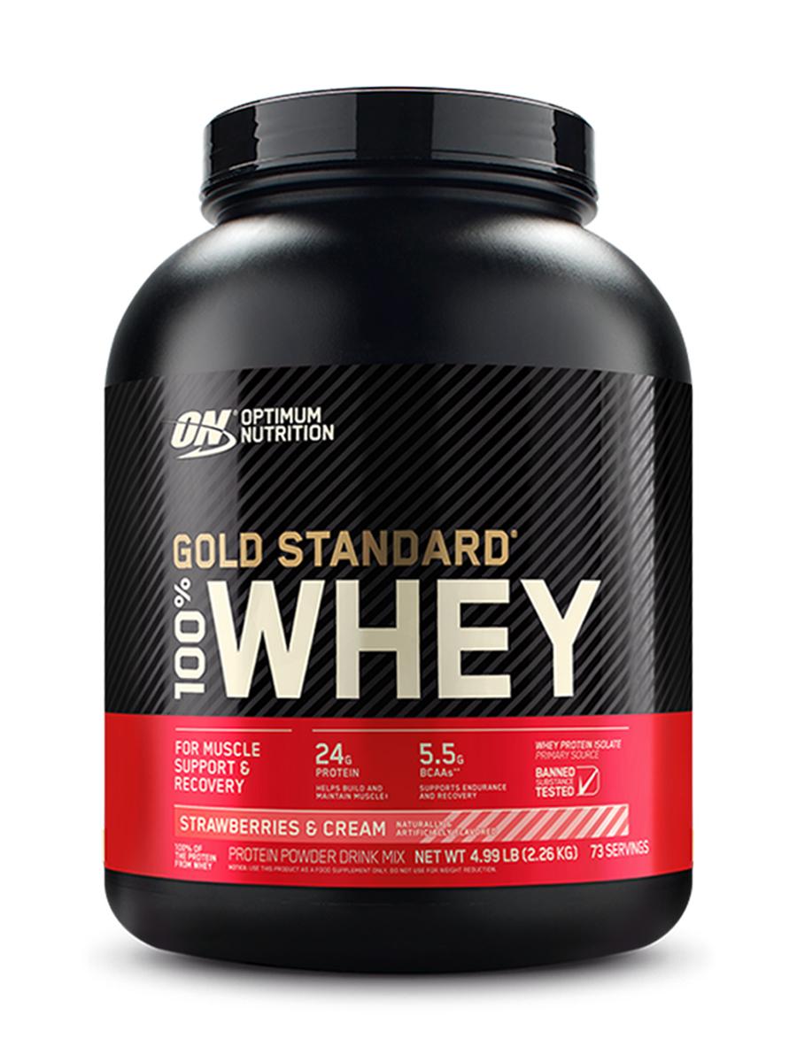 СывороточныйпротеинOptimumNutritionGoldStandard100%Whey2260грКлубникасосливками