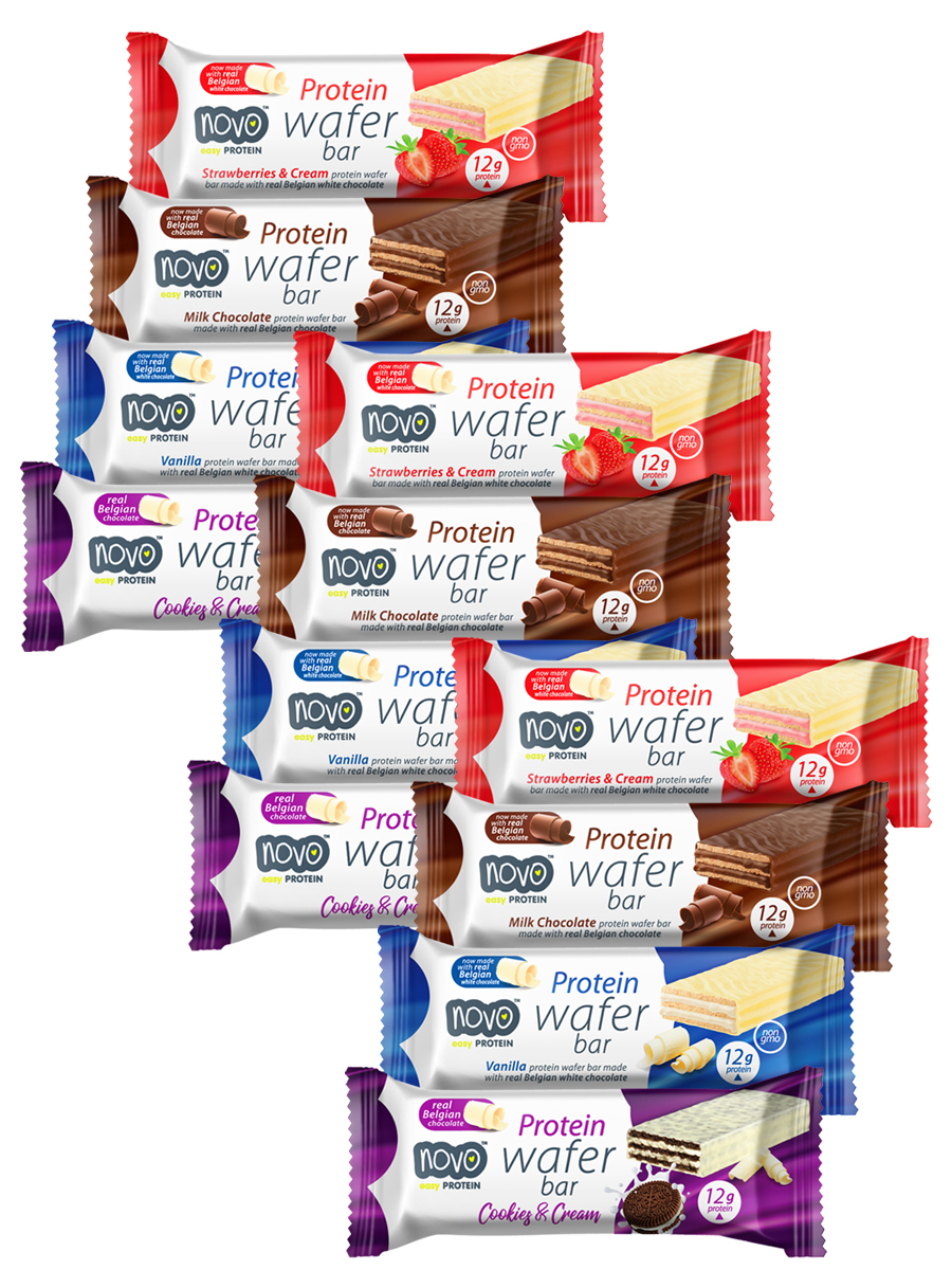Протеиновые вафли Novo Protein Wafer Bar / Ассорти 12шт (Печенье ...