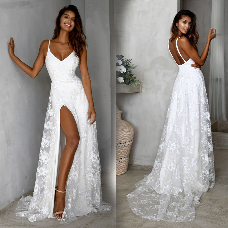 Белое платье в пол на свадьбу