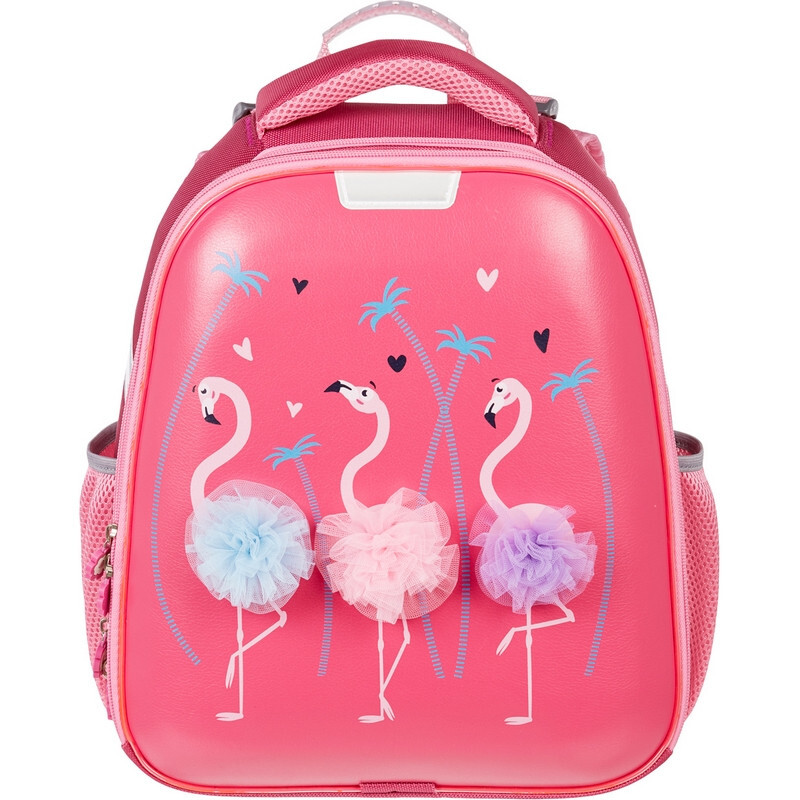 Ранец №1School Basic Flamingo,2 отд., эргоном. спинка, экокожа, светящ.кант