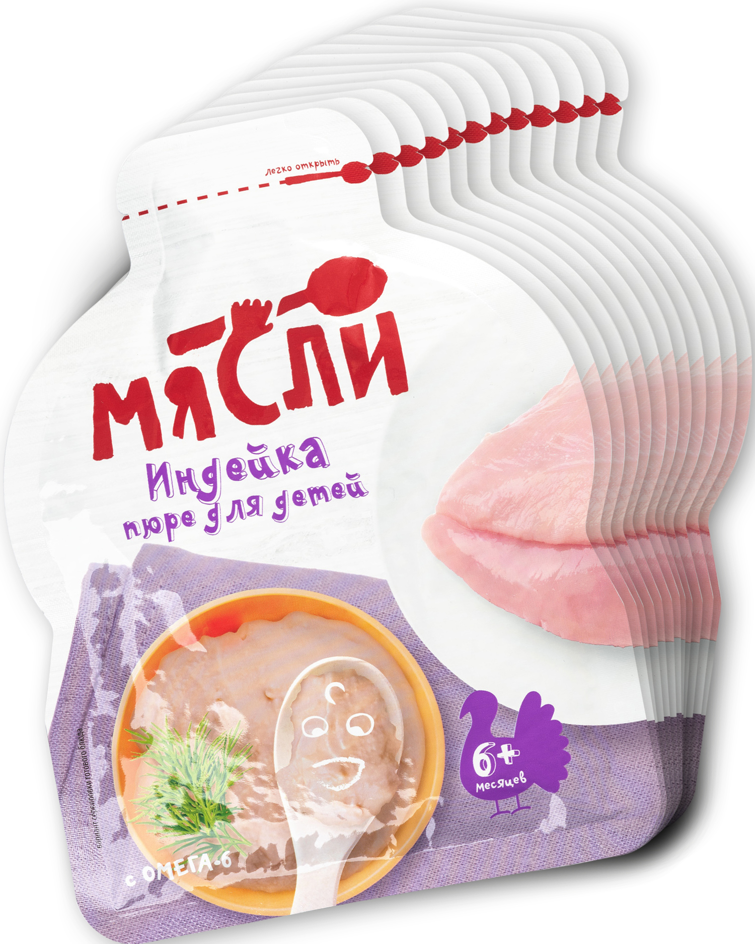 Пюре мясное Индейка с 6 месяцев "Мясли", 80г, 12 шт, пауч — купить в ...