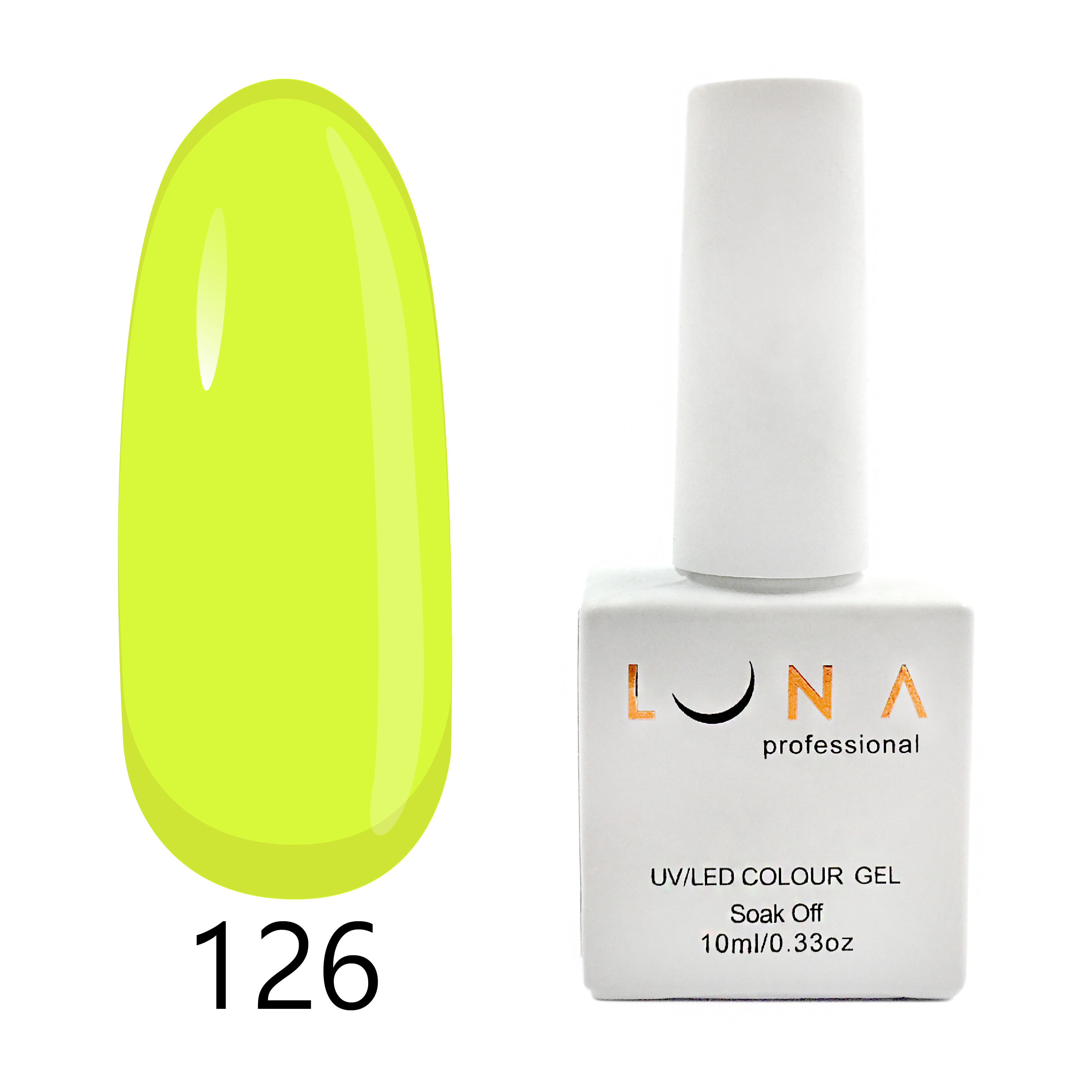 Luna Professional гель лак, неоновые, 10 мл тон 126 желтый неон ...