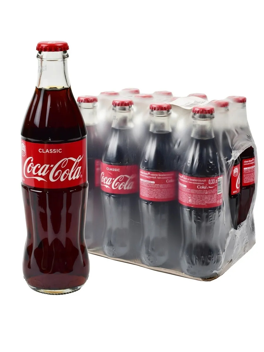 Напиток газированный COCA-COLA (Кока-кола), 0,33 л, стеклянная бутылка ...