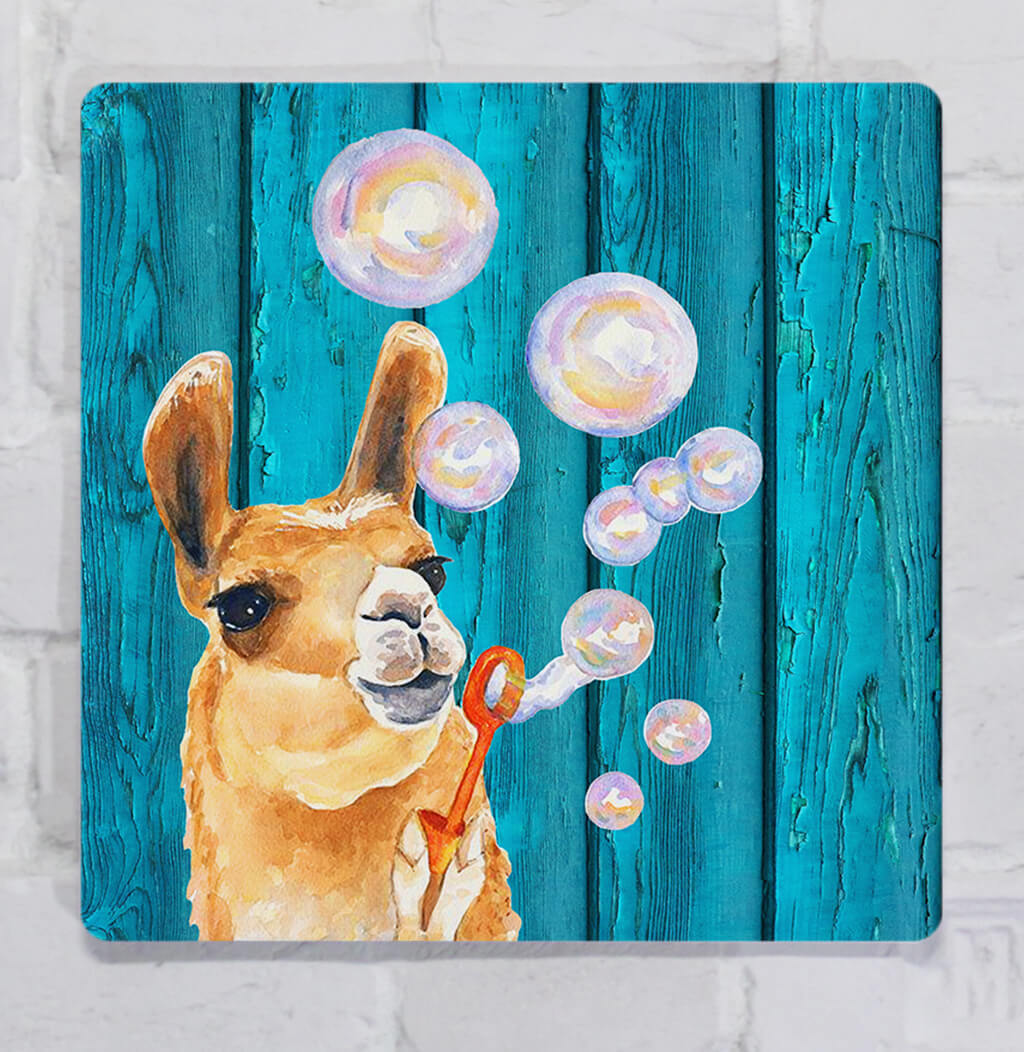 Прикольная картина для декора интерьера Лама с мыльными пузырями, ПВХ ...