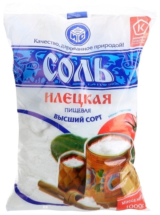 СОЛЬ Илецкая "РусСоль" пищевая молотая, помол № 1, в/с, 1 кг, 12 шт ...