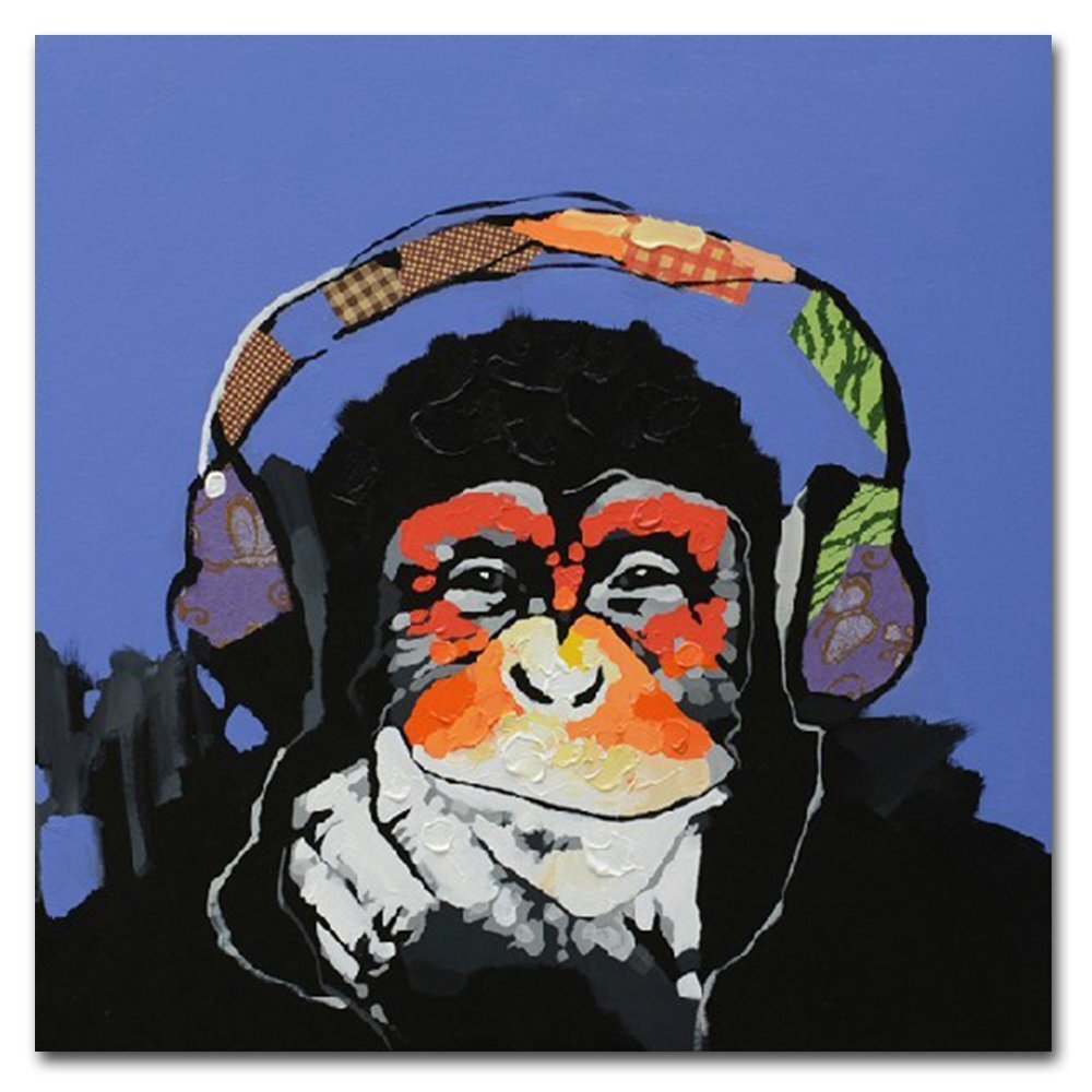 Картина обезьяна в наушниках