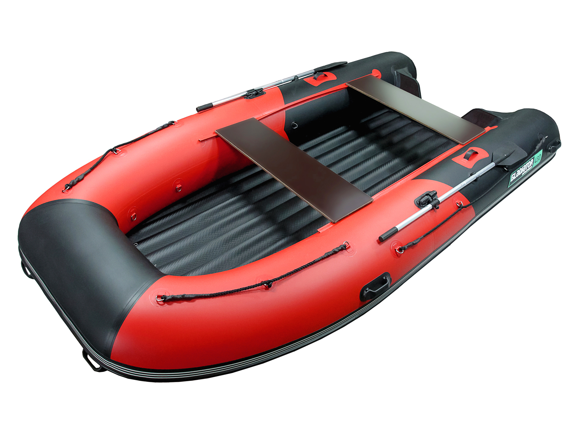 ✅ Надувная лодка GLADIATOR E450S красно-черный, ПВХ под мотор (черный, крас...