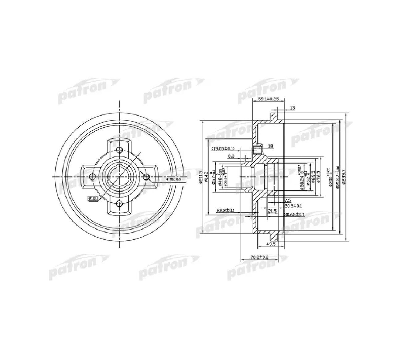 Барабан тормозной задн PDR1208