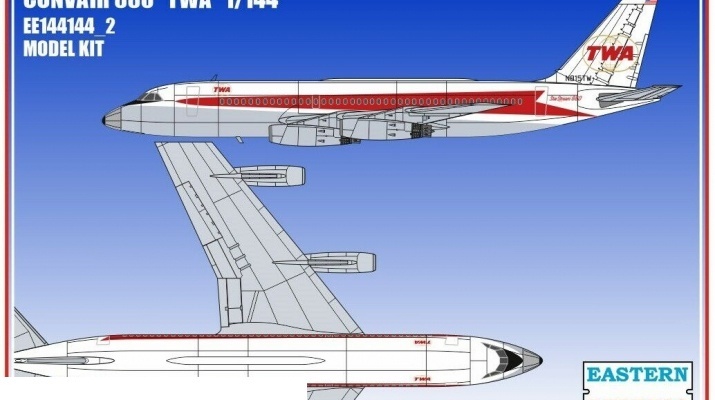 Сборная модель Восточный Экспресс ЕЕ144144_2 Авиалайнер CV880 TWA Масштаб 1/144