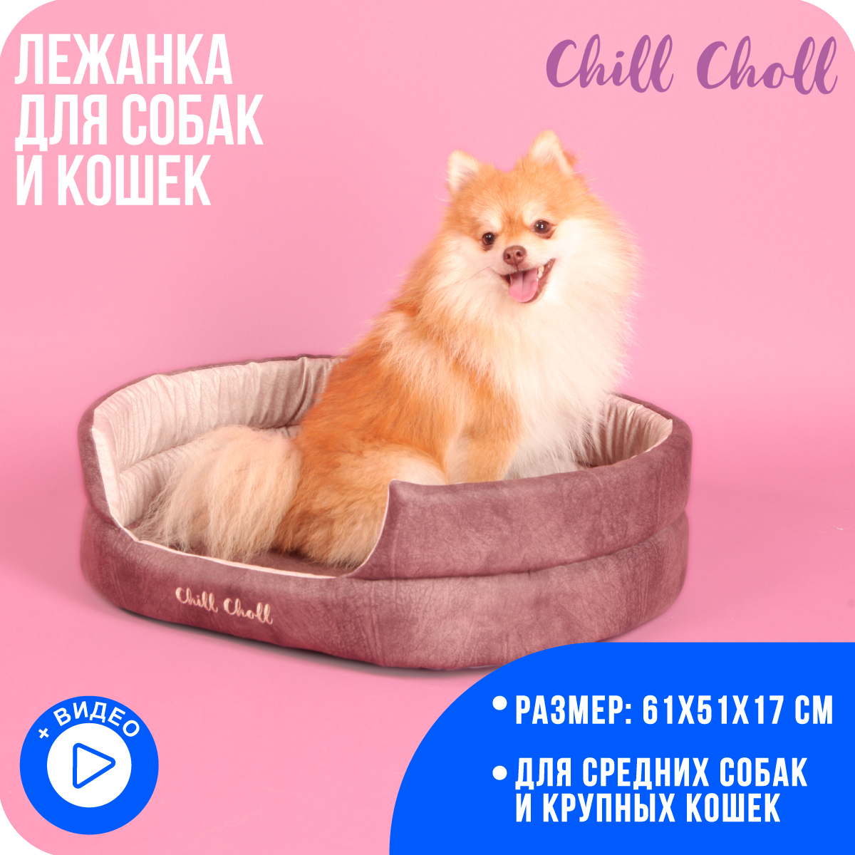 Лежанка для собак и кошек Chill Choll/ 61х51х17 см/ цвет шоколад - купить с  доставкой по выгодным ценам в интернет-магазине OZON (298907411)