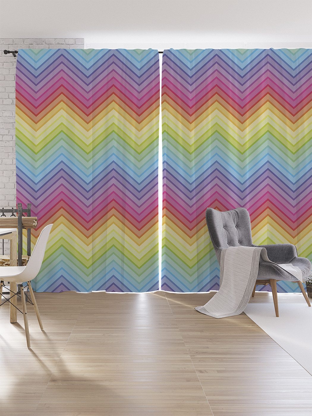 Классики зигзаг. Радужный зигзаг. Радужный зигзаг. Радужный зигзаг. Постер 13 "радуга" 100х59 см.