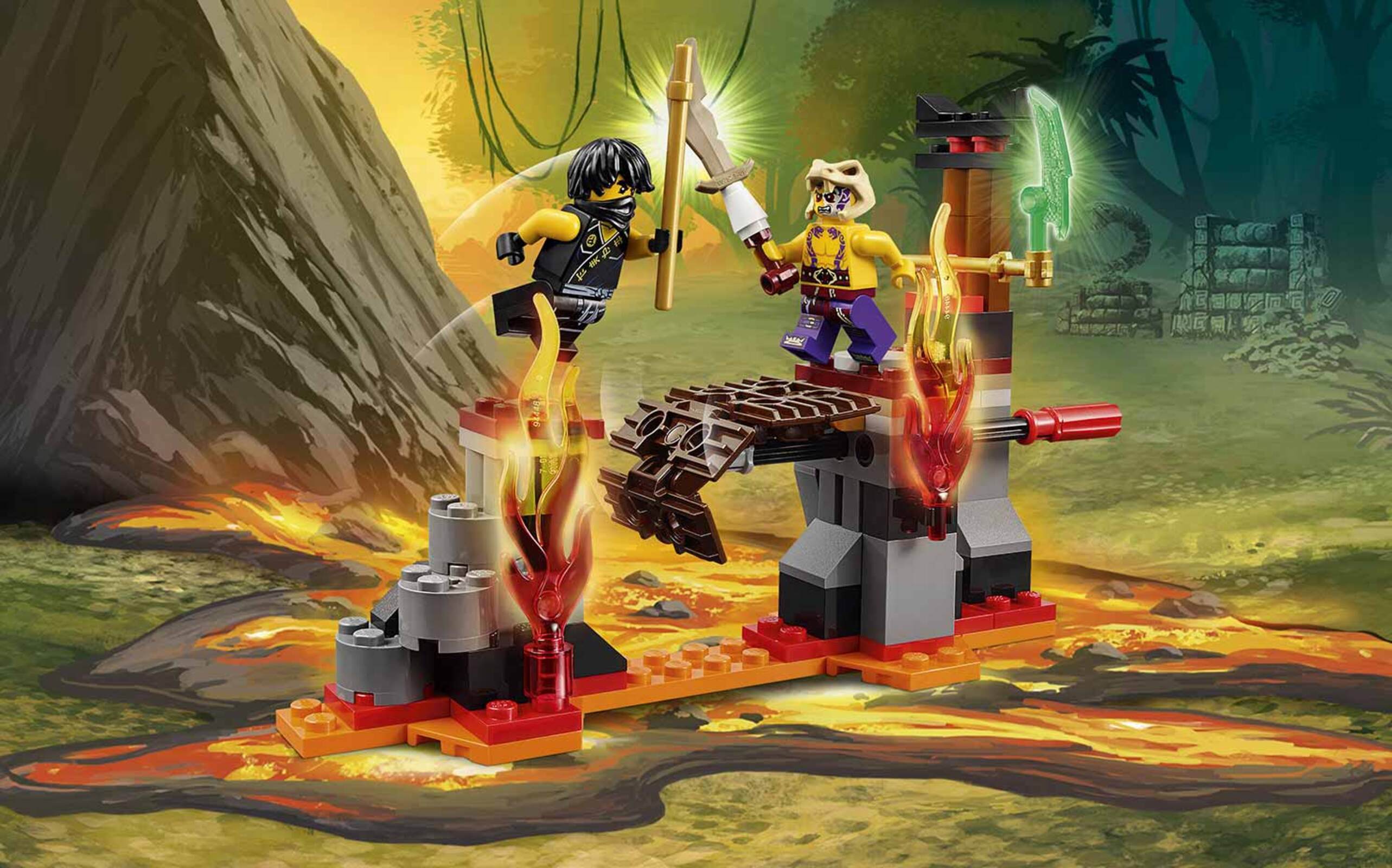 Турнир стихий. Ninjago 70753. Лего 70753. Лего 70753 сражение над лавой. Лего Ниндзяго 70753.