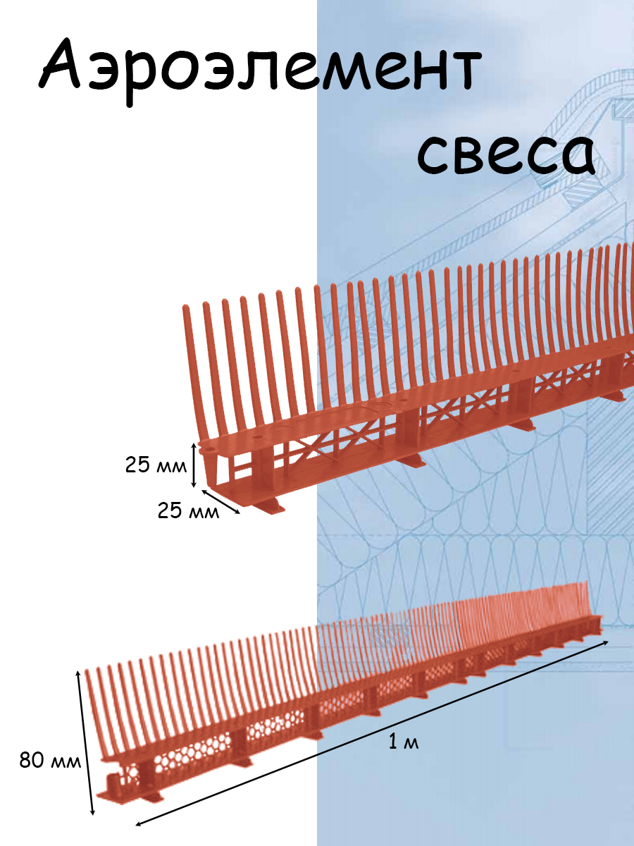 Аэроэлемент свеса реснички. Гребень свеса с вентиляционной решеткой.