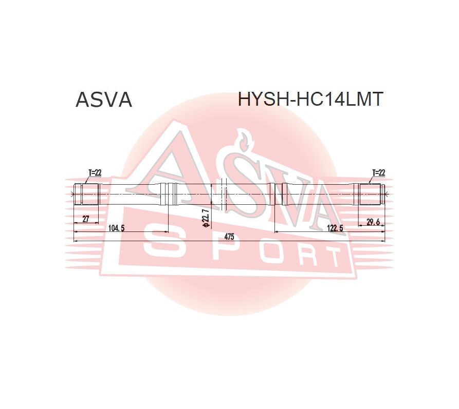 Полуось Левая ASVA арт. HYSHHC14LMT