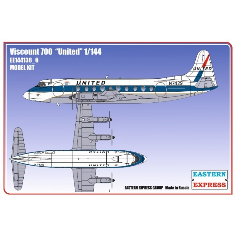 Сборная модель Восточный Экспресс ЕЕ144138_6 Viscount 700 United Масштаб 1/144