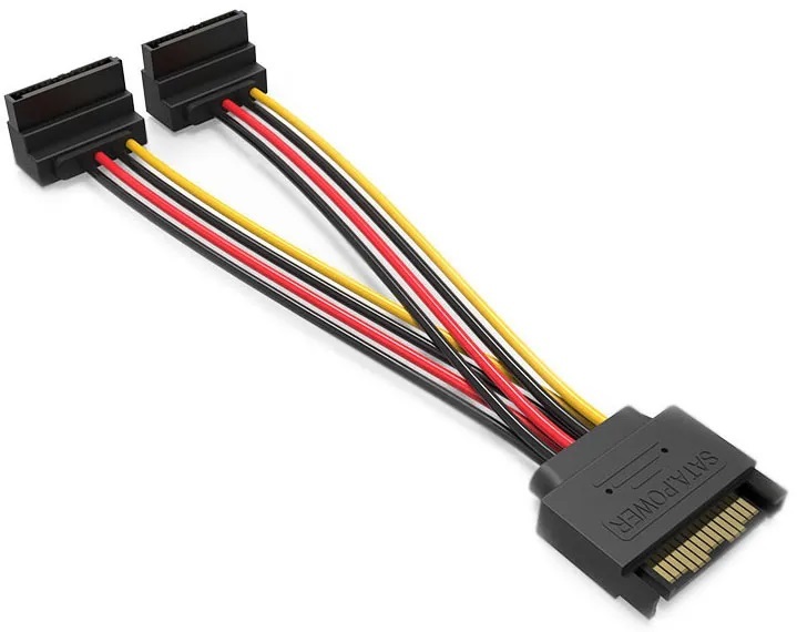 VIDGES Кабель для подключения периферийных устройств SATA 15-pin/SATA 15-pin, 0.2 м, черный