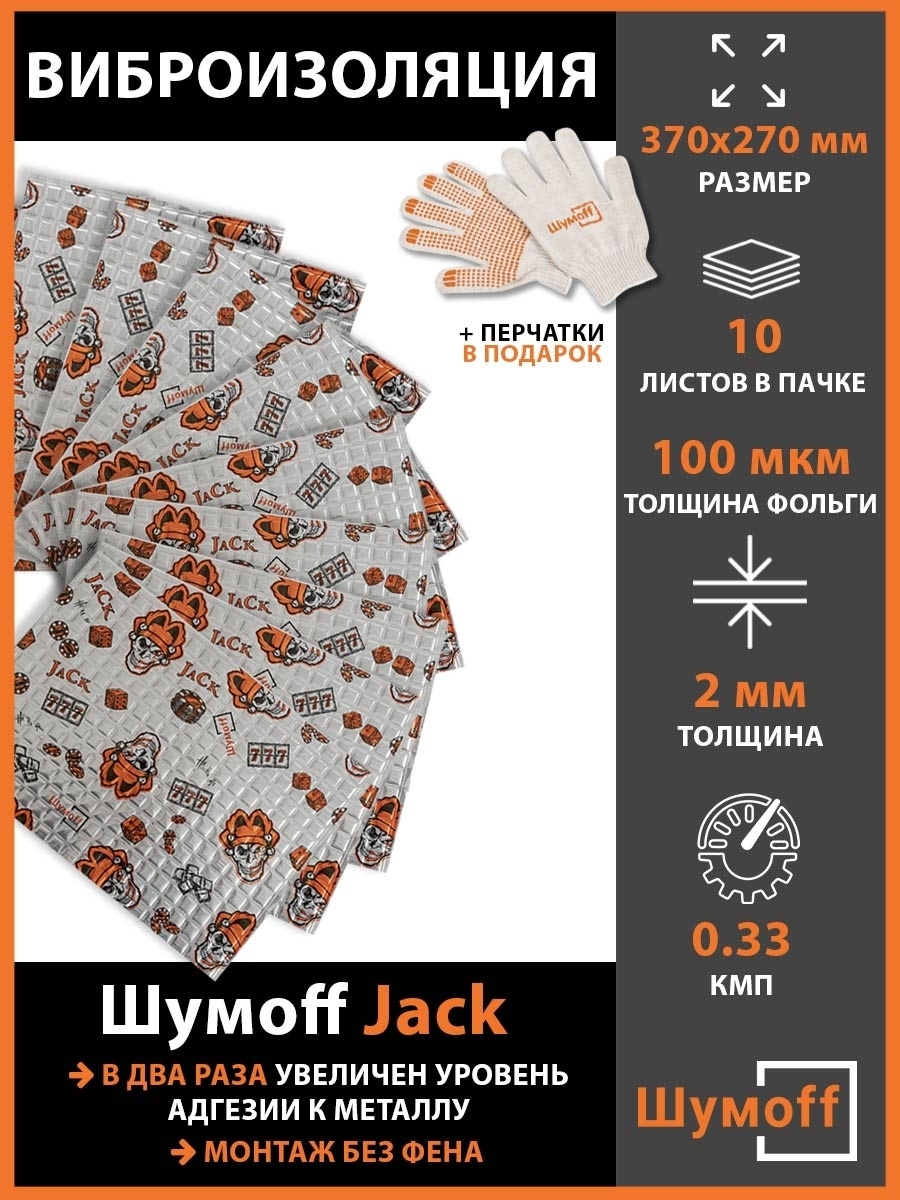 ВиброизоляцияШумоффJack(10листов)