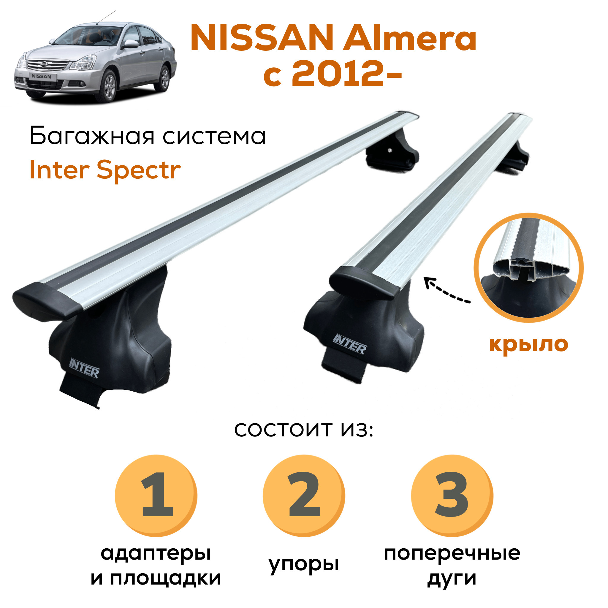 Комплект багажника Inter Nissan_Almera12-A-8822 - купить по доступным ценам  в интернет-магазине OZON (653241226)