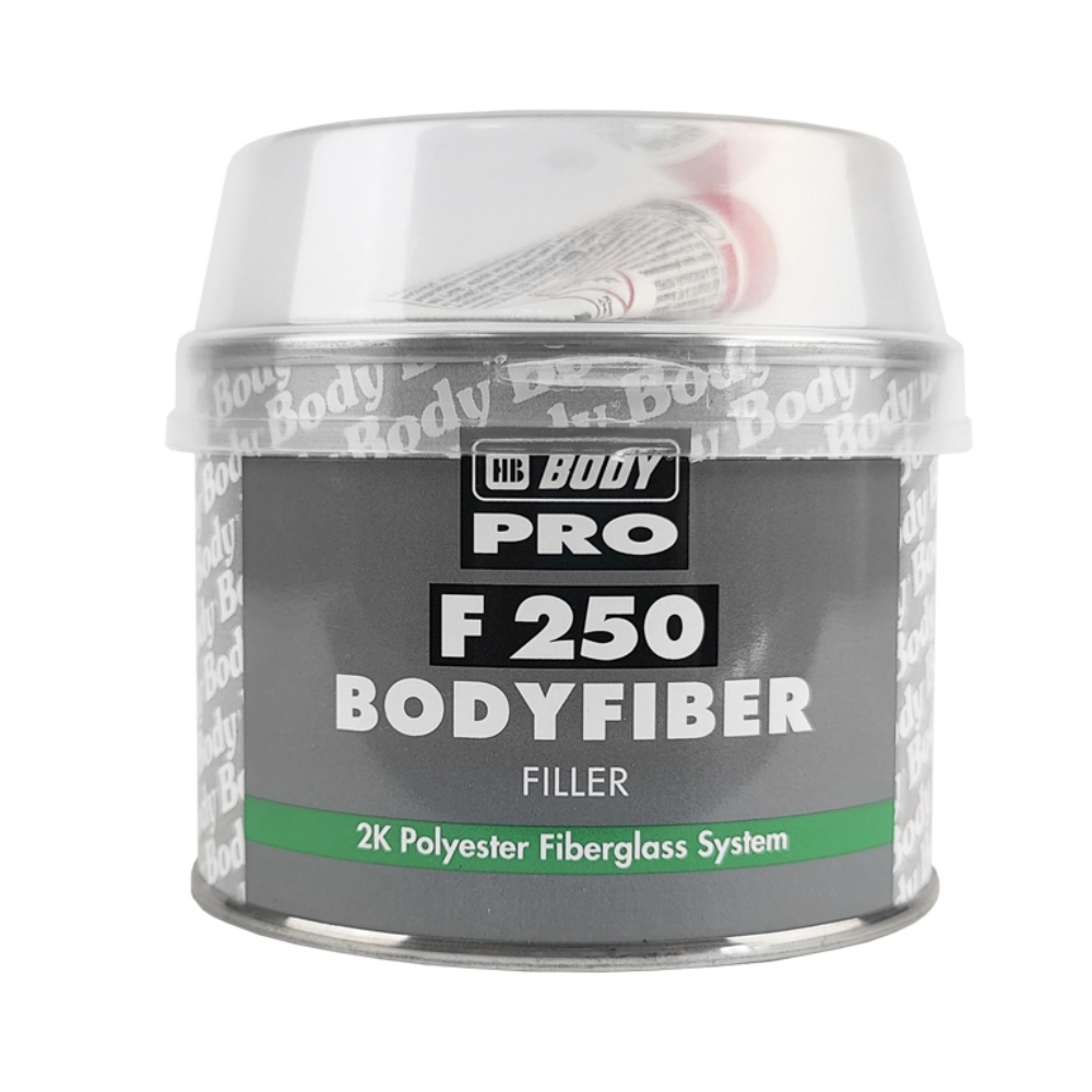 Шпатлевка HB BODY PRO F250 со стекловолокном полиэфирная Bodyfiber Glass зеленая с отвердителем 250 грамм