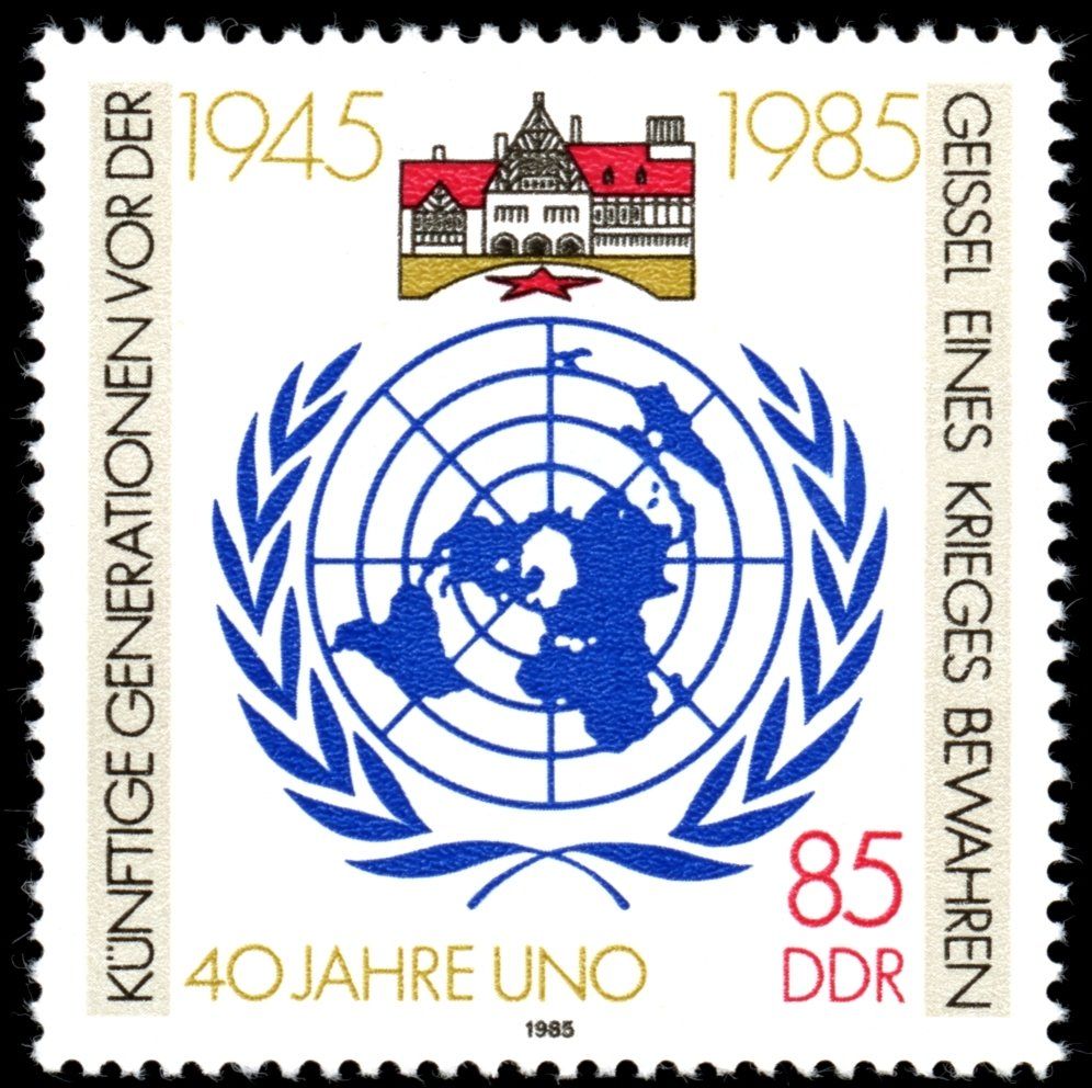 Оон 1985. Марки ГДР. Почтовые марки ООН. Почтовые марки ГДР.