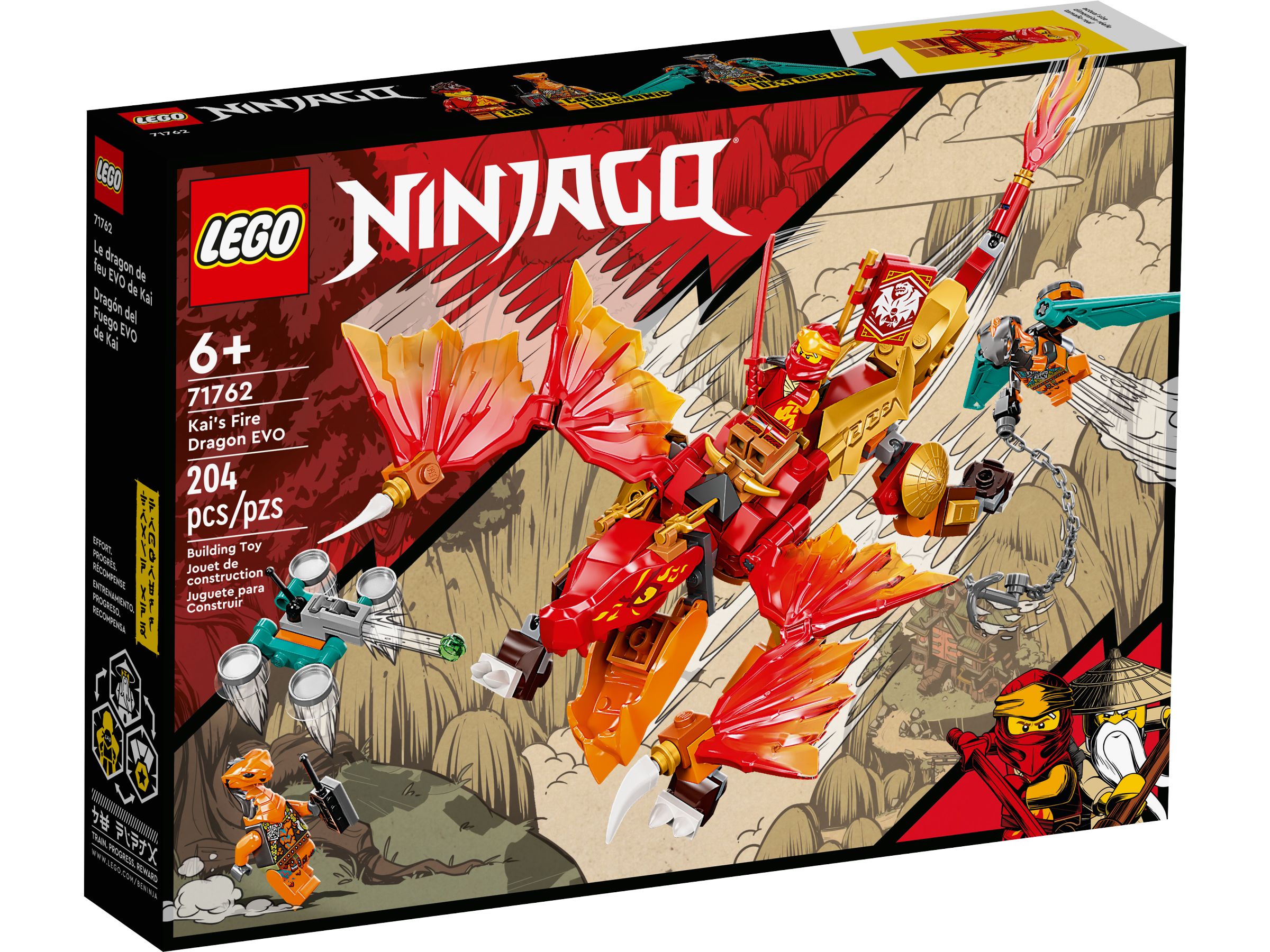 лего NINJAGO серия 71762 Огненный дракон ЭВО Кая, 204 деталей, 6+, lego  конструктор для мальчика