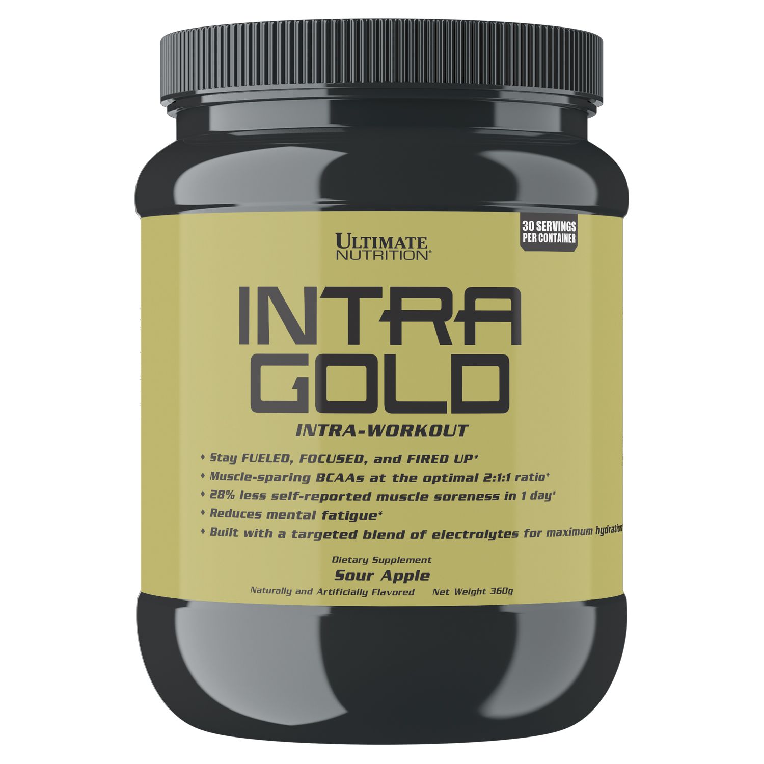 Предтренировочный комплекс Ultimate Nutrition INTRA GOLD, вкус кислое яблоко, порошок 360 гр