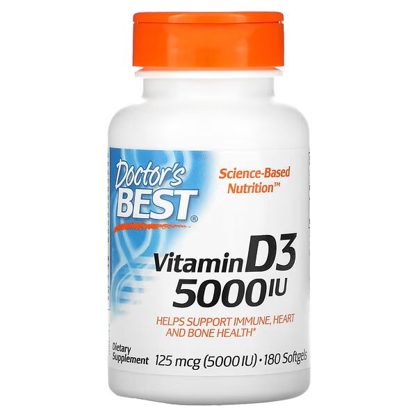 Витамин Д3 5000 Doctor's Best Vitamin D3 125 мкг (5000 МЕ) 180 капсул