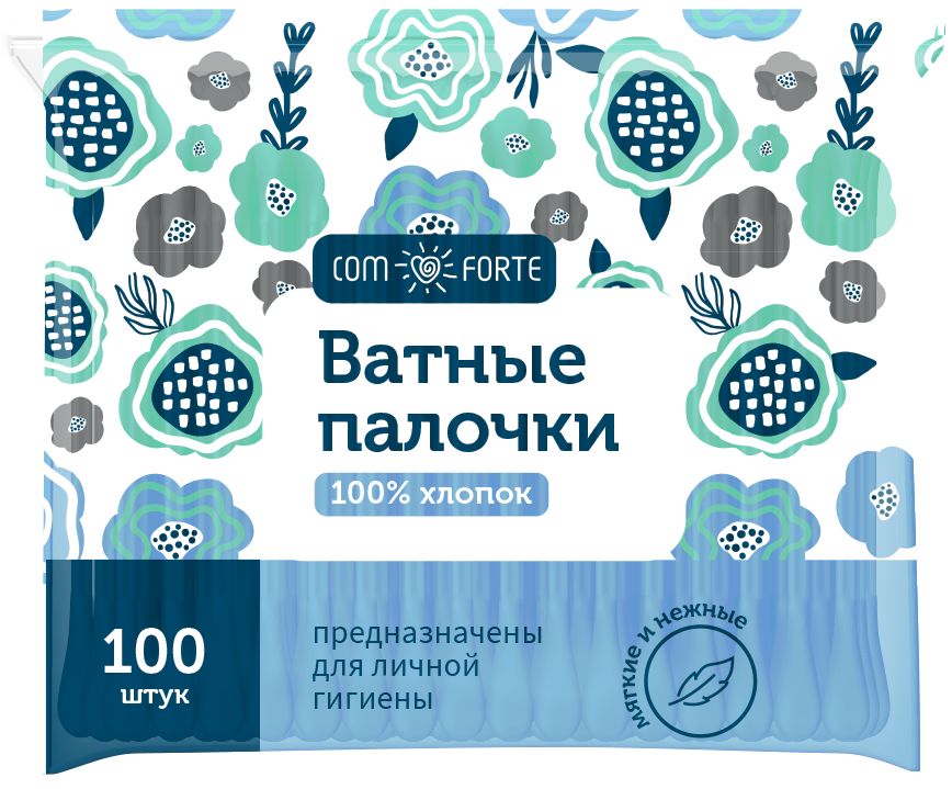 ВатныепалочкиComForte,пакет,100шт.