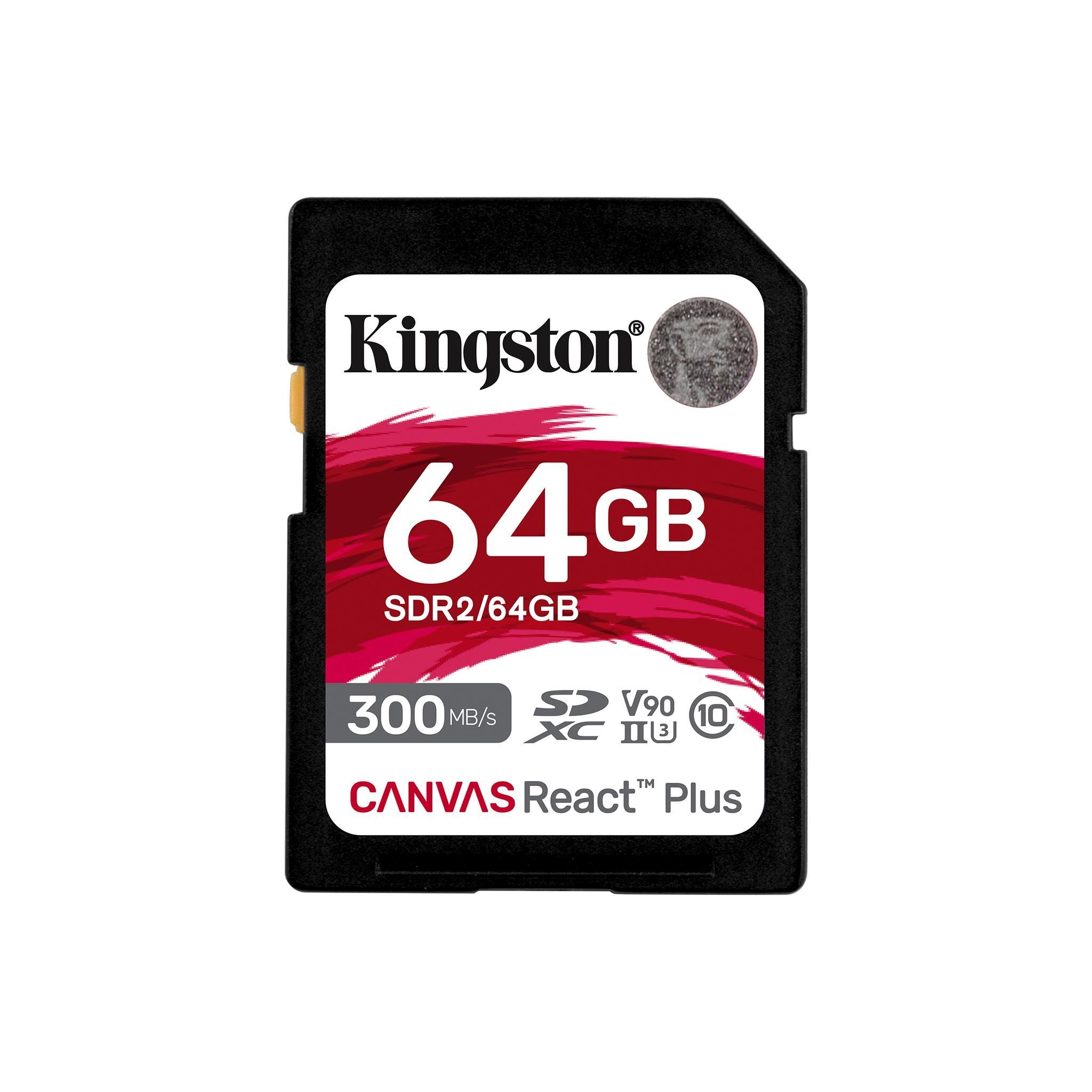 Карта памяти SD, Kingston Canvas React Plus, 64GB, SDR2/64GB, UHS-II, R300/W260 + USB Adapter