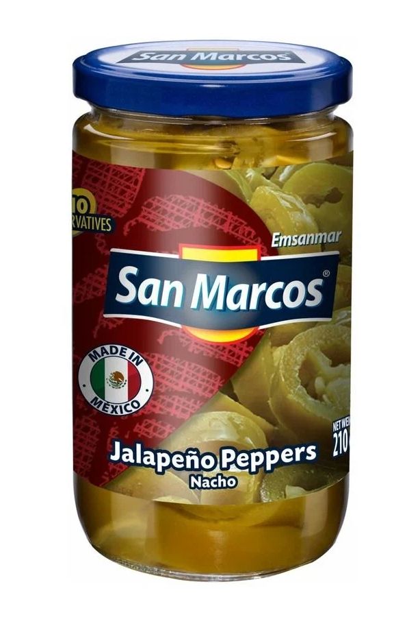 Перец "Халапеньо" резаный маринованный Jalapeno Peppers, San Marcos, Мексика, 210 г