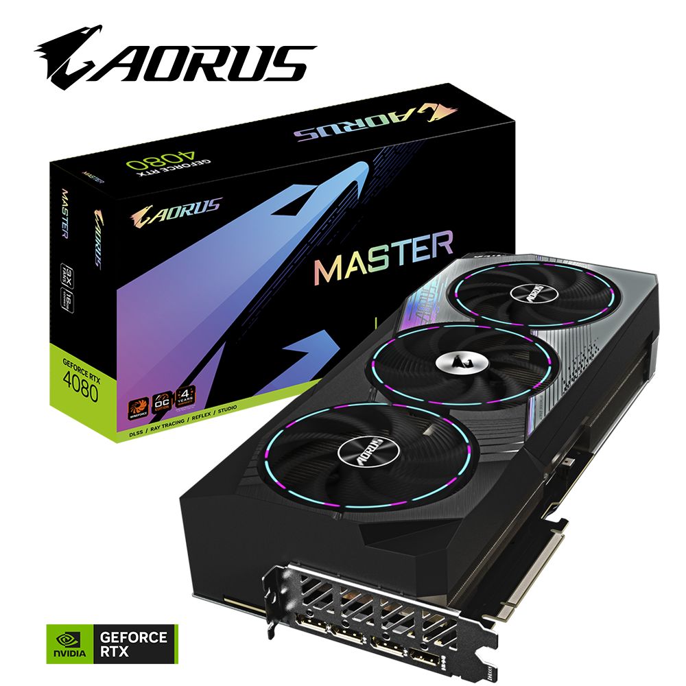 GigabyteВидеокартаGeForceRTX4080AORUSMASTER16ГБ(GV-N4080AORUSM-16GD).Уцененныйтовар