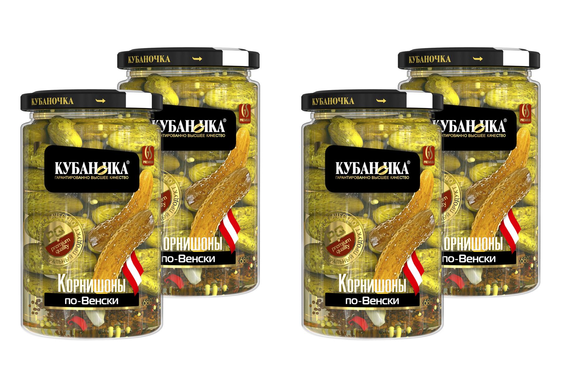 КУБАНОЧКА Корнишоны  маринованные  по-венски, 360 г 4 шт