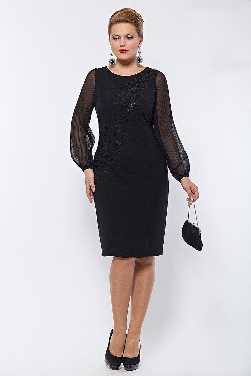 Черное платье для полных женщин 50 лет