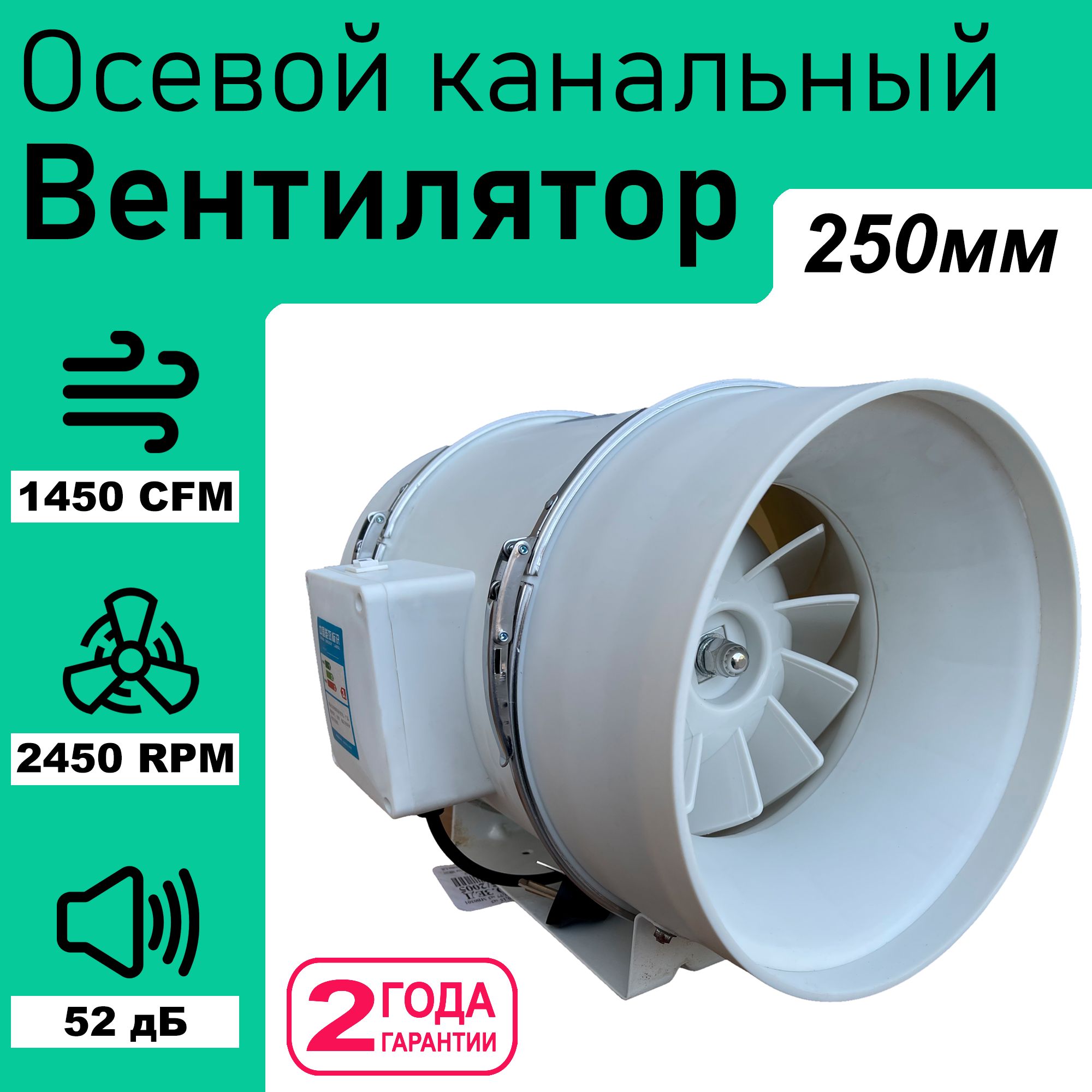 Осевой канальный вытяжной вентилятор HZ-250 / 250мм - купить по выгодной  цене в интернет-магазине OZON (611111379)