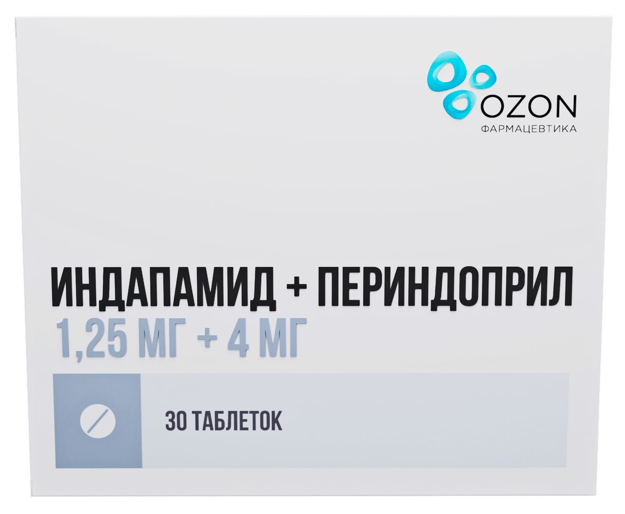 Индапамид+Периндоприл, таблетки, 0,625 мг + 2 мг, 30 шт, — купить в ...