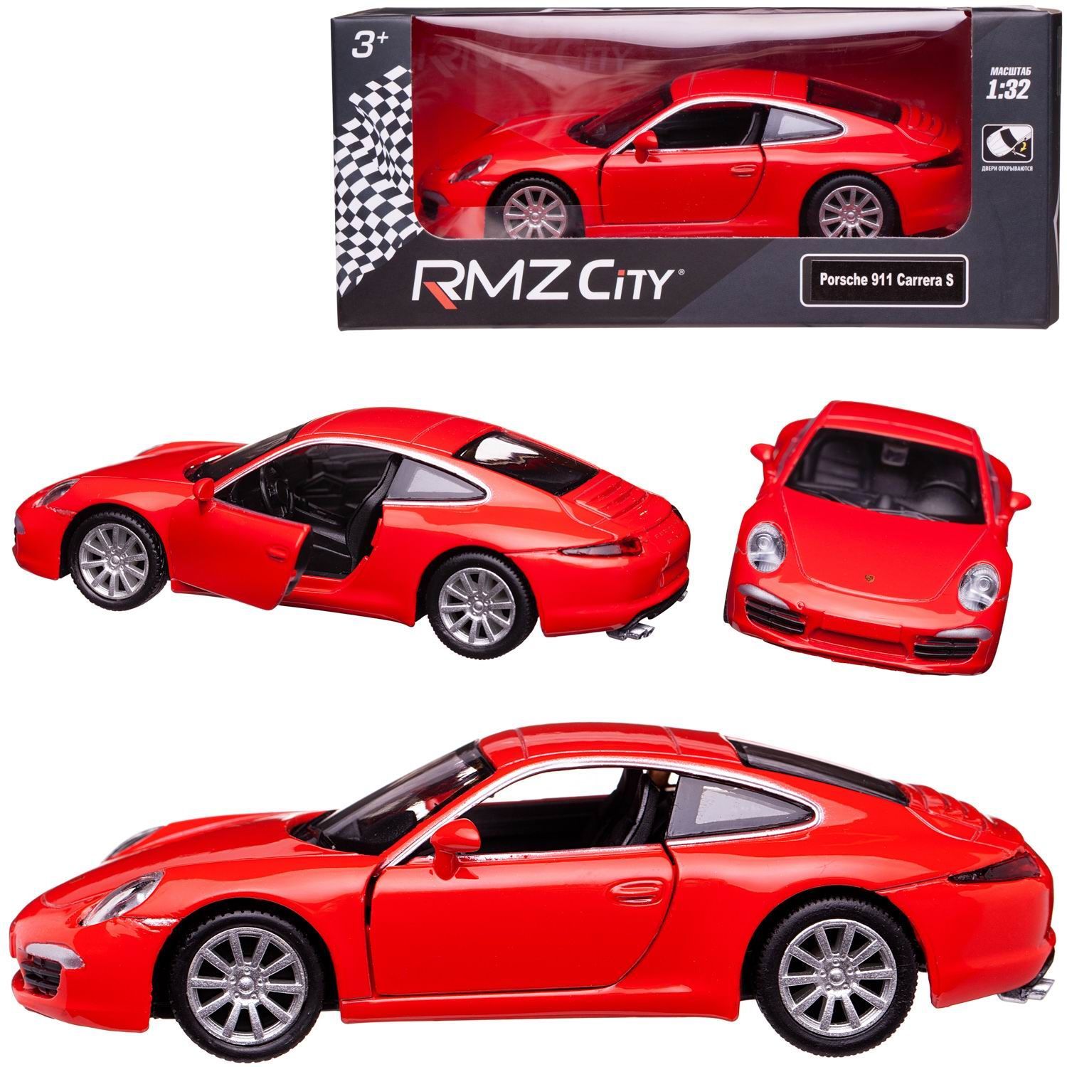 Машина металлическая RMZ City 1:32 Porsche 911 Carrea S, красный цвет,  двери открываются - купить с доставкой по выгодным ценам в  интернет-магазине OZON (925163718)