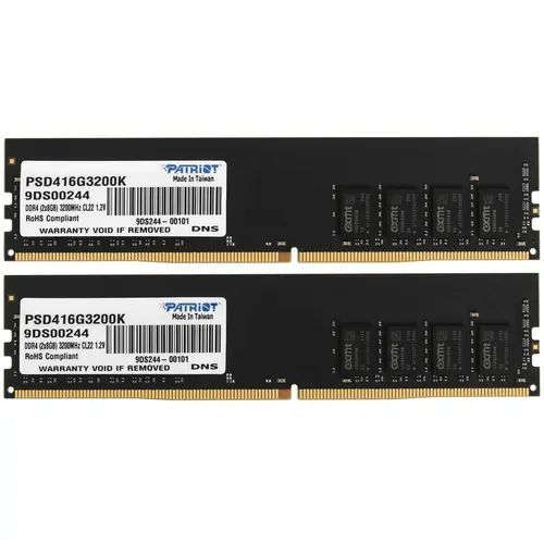 PatriotMemoryОперативнаяпамятьМодульпамятиPatriotMemorySignatureLineDDR4UDIMM16ГБ(2x8ГБ)PSD416G3200K2x8ГБ(PSD416G3200K)