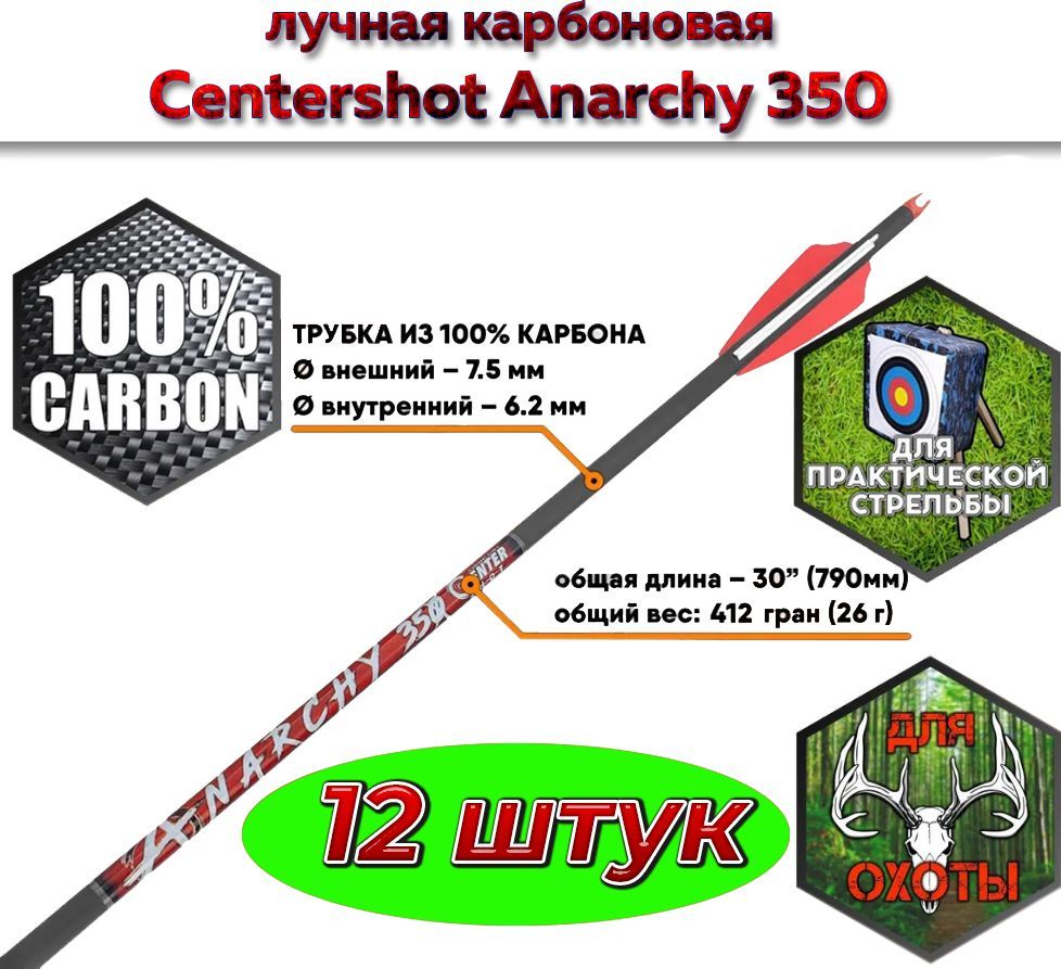 Стрела лучная карбоновая Centershot Anarchy 350 ( 12 шт. )