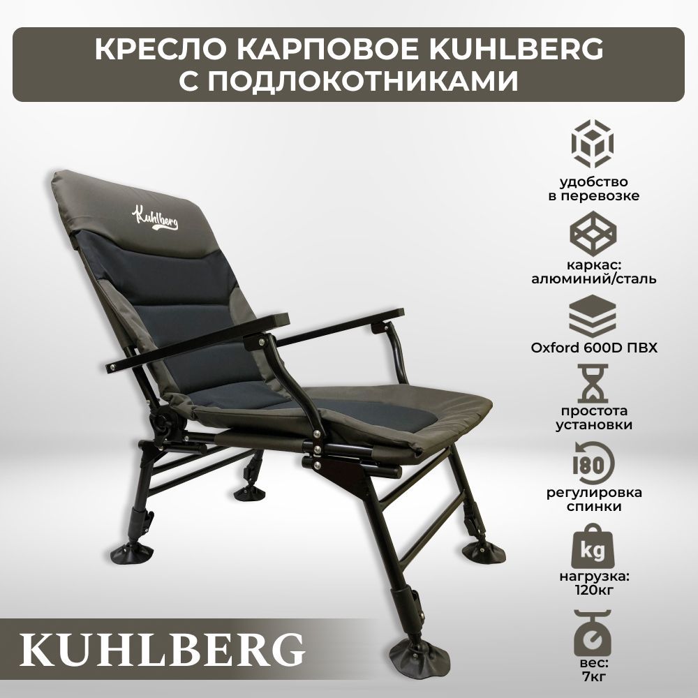 Кресло карповое Kuhlberg с подлокотниками для рыбалки