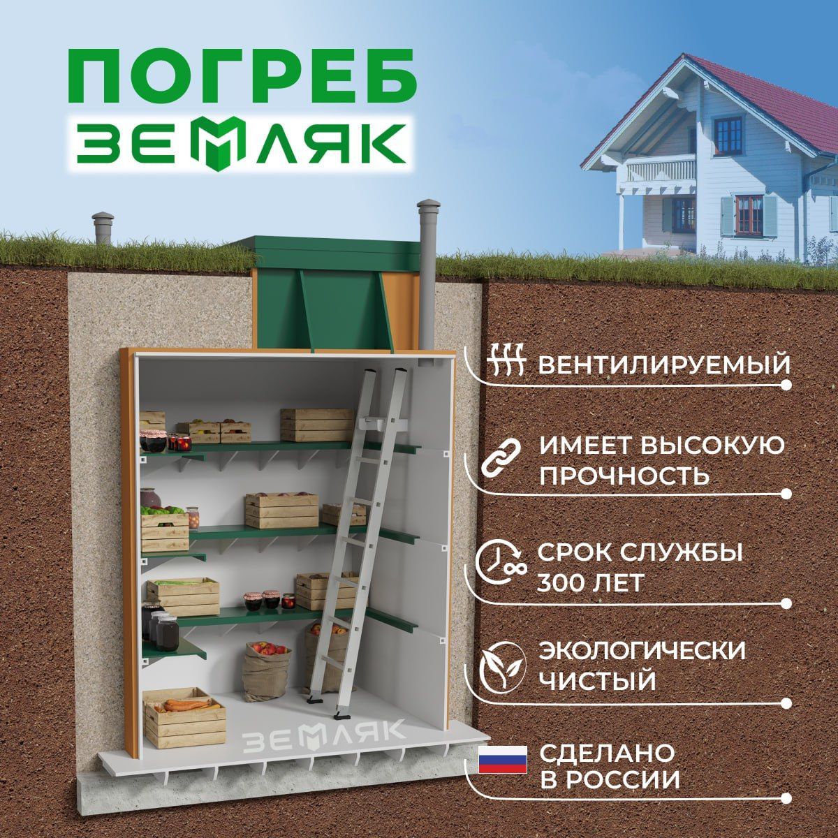 ЗЕМЛЯК Погреб,1.5х1.5х2.5м