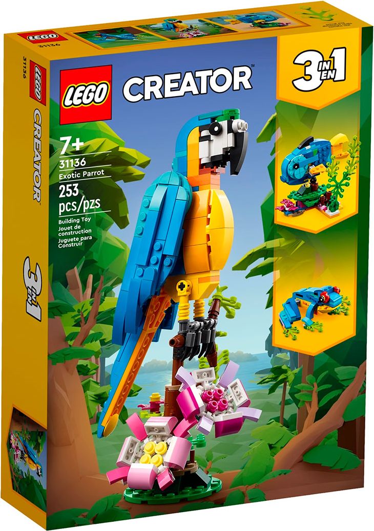 Конструктор LEGO CREATOR 3-in-1 Экзотический попугай, 253 деталей, возраст от 7+, 31136