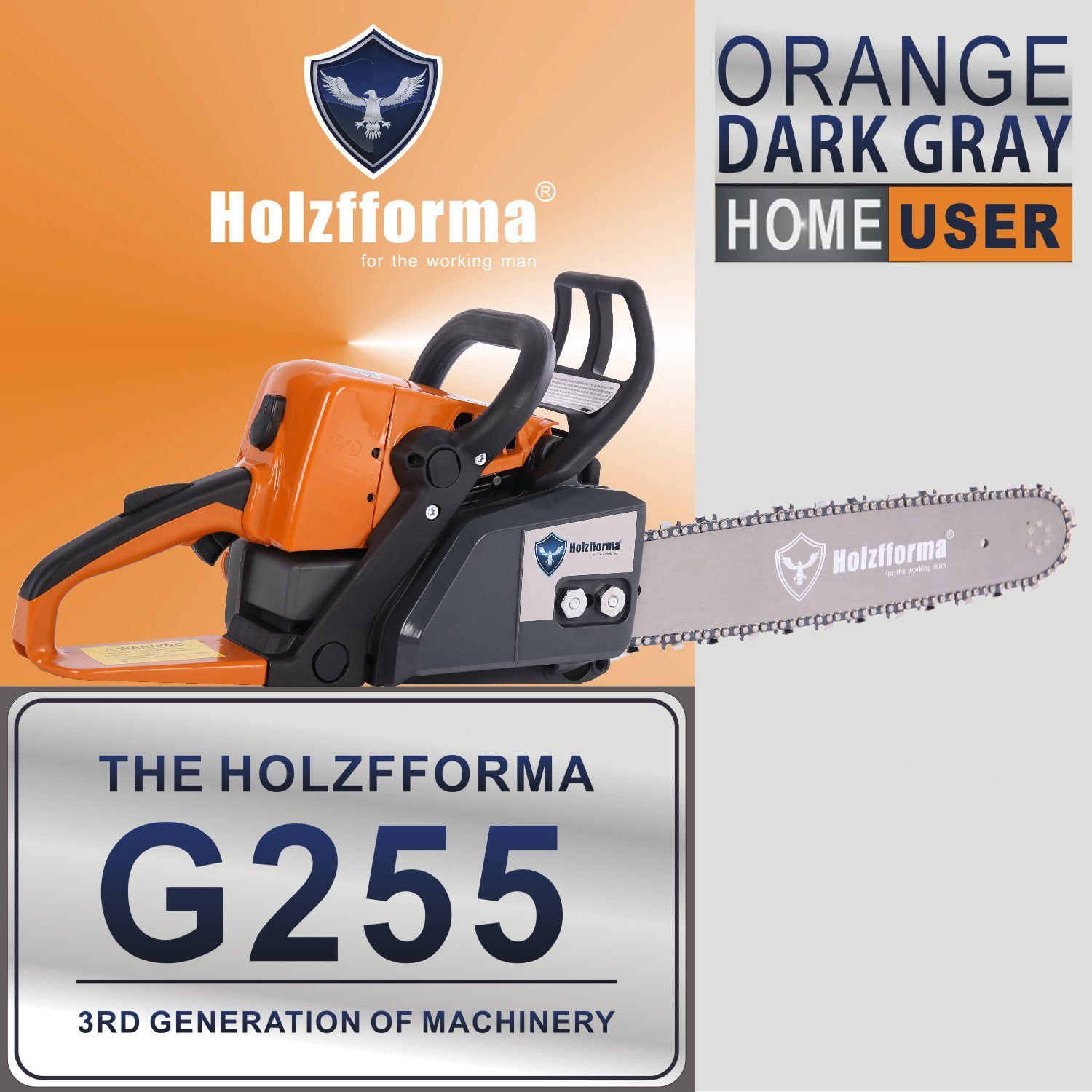 БензопиларучнаяцепнаяHOLZFFORMAG255CHAINSAW45.4CCсшиной(40см)ицепью(40см)вкомплектедлясадаистроительства