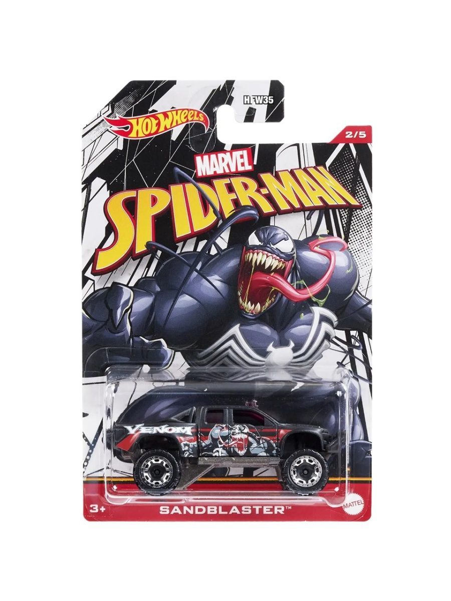 Машинка Hot Wheels тематическая коллекционная оригинал MARVEL Spider Man  SANDBLASTER черный HDG77 - купить с доставкой по выгодным ценам в  интернет-магазине OZON (964391909)