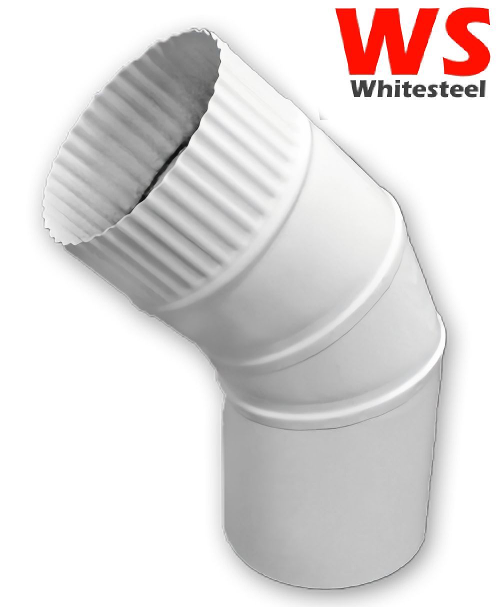 Отвод дымоотводящий 110мм 45* для газовой колонки, стальной белый Whitesteel