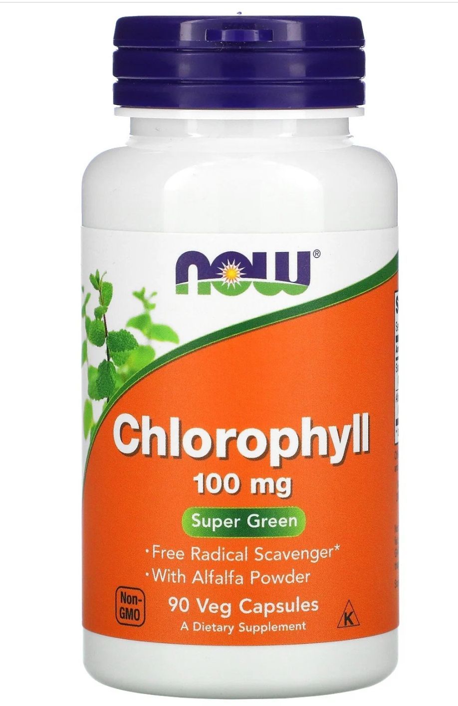 NOW Хлорофил CHLOROPHYLL 100mg пребиотик 90 капсул